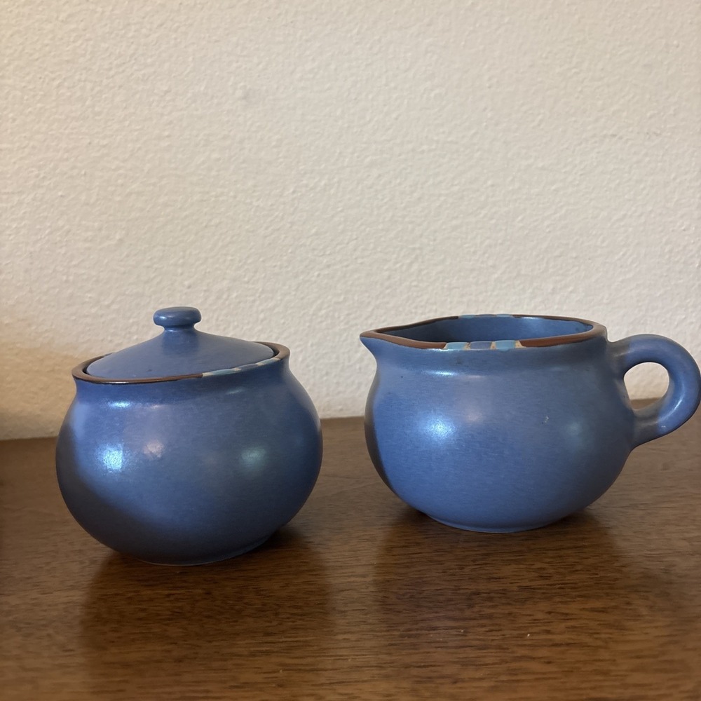 Dansk Mesa Blue Sugar & Creamer Pitcher Portugal Good Condition Set Of 2